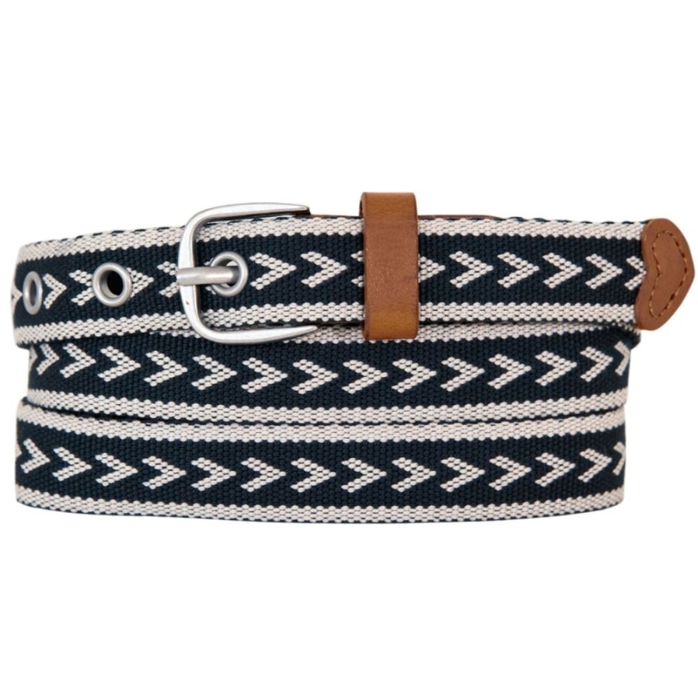 NWT Eddie Bauer Boho Arrow Cascade Grommet Webbing Belt Navy - Size M